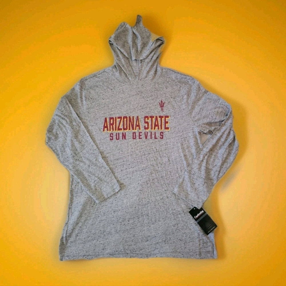Captivating Mens XL Arizona State Univ Sun Devils Gray Long Sleeve Tshirt Hoodie